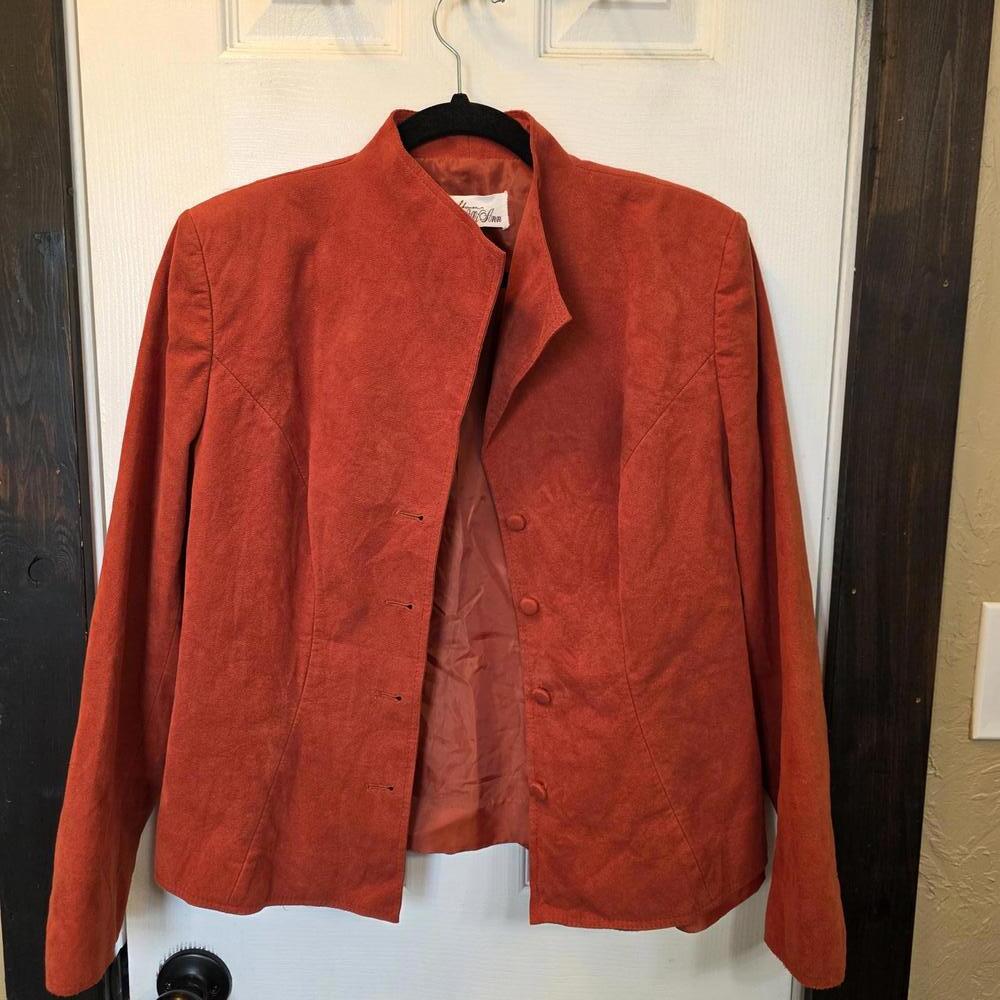 Vintage Lilli Ann Orange Suede Jacket by Adolph Schuman- Size 12